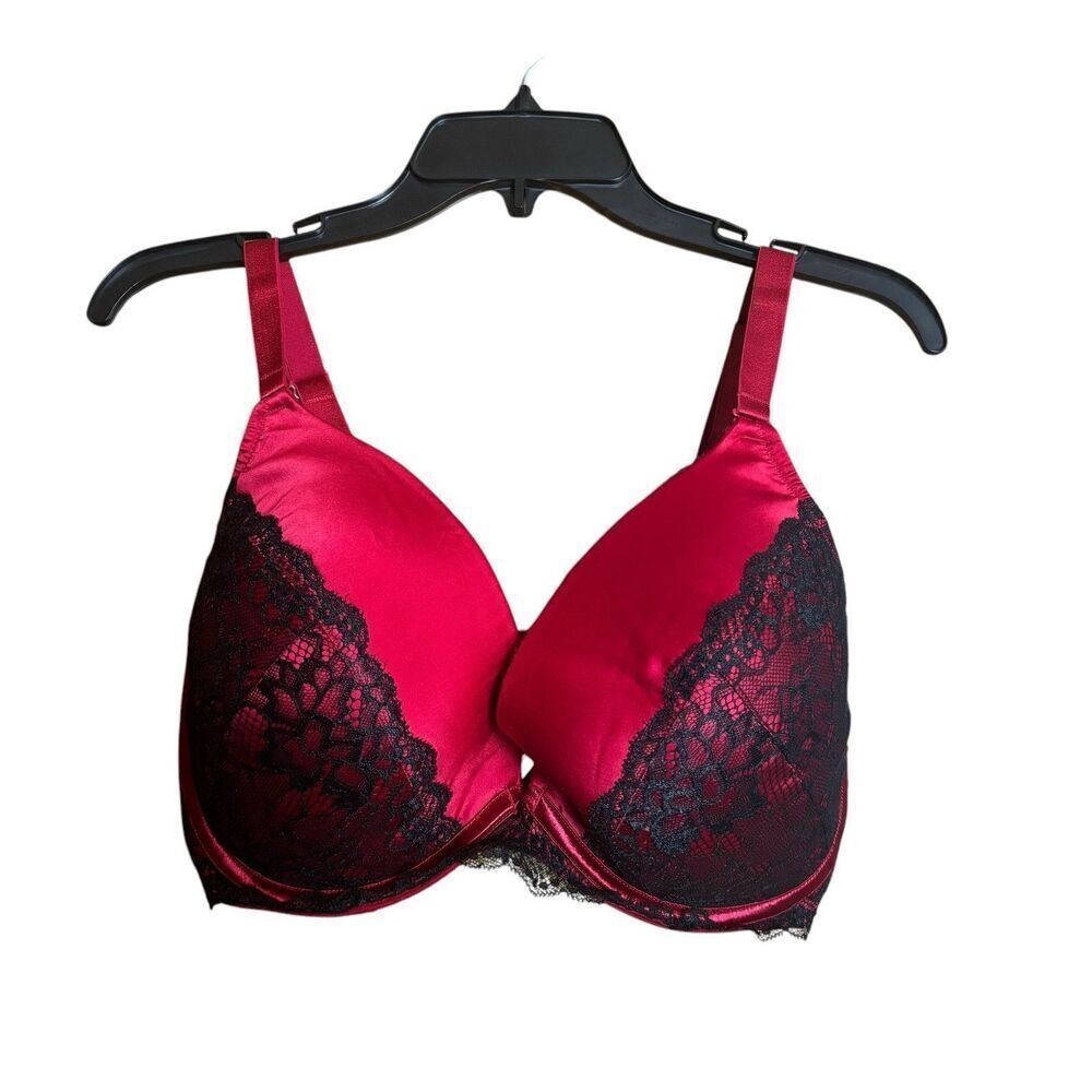 Cacique Lane Bryant Bra Womens 38F Red Black Lace Underwire Full Coverage